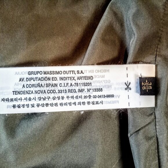 Massimo Dutti Olive Green Quilted Zip Front Vest - Picture 9 of 10